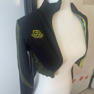 Crop workout zip up textured jacket